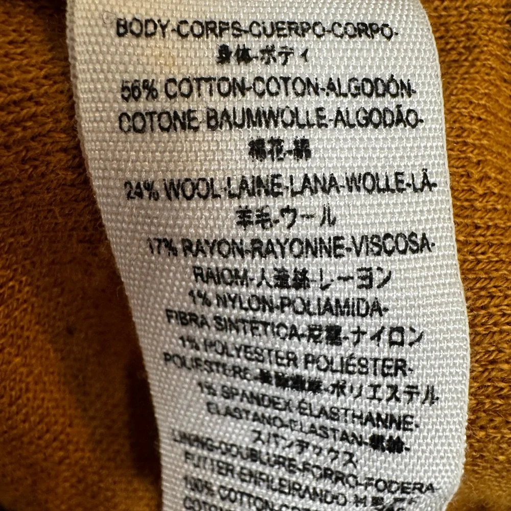 Free People Mustard Textured Knit Belted Jacket Coat Size Medium Boho